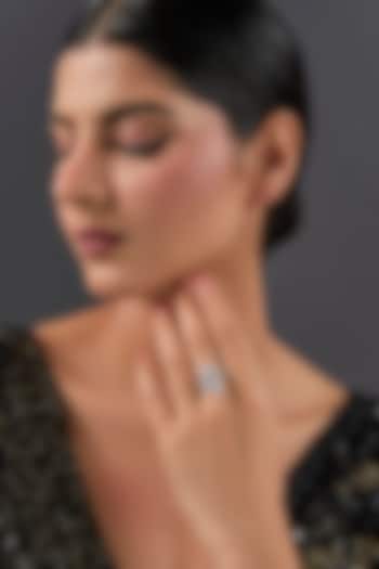 White Gold Finish Eurostar Ring In Sterling Silver by STELLA CREATIONS at Pernia's Pop Up Shop