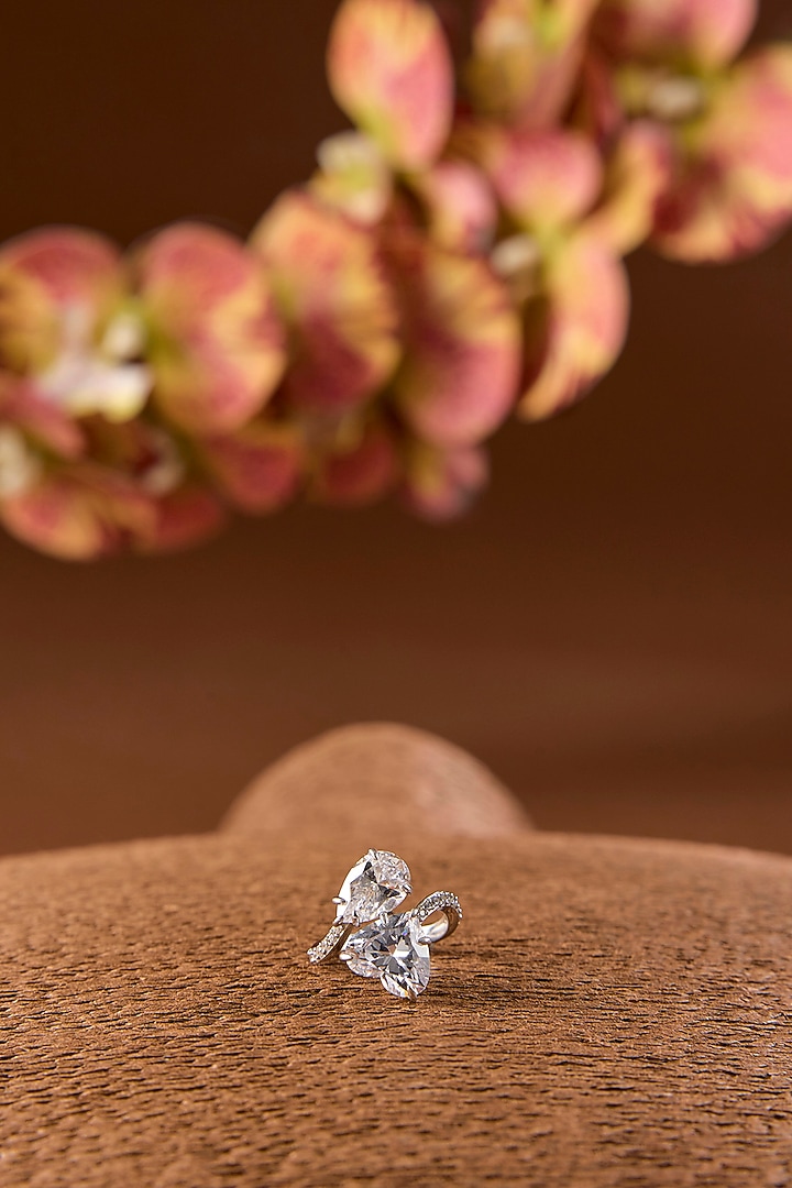White Gold Finish Eurostar Ring In Sterling Silver by STELLA CREATIONS at Pernia's Pop Up Shop