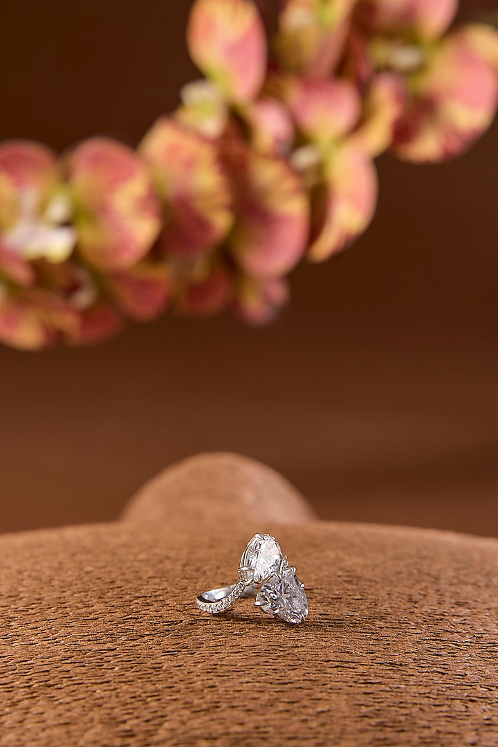 White Gold Finish Eurostar Ring In Sterling Silver by STELLA CREATIONS at Pernia's Pop Up Shop
