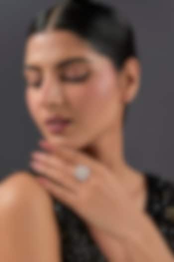 White Gold Finish Eurostar & Yellow Sapphire Ring In Sterling Silver by STELLA CREATIONS at Pernia's Pop Up Shop