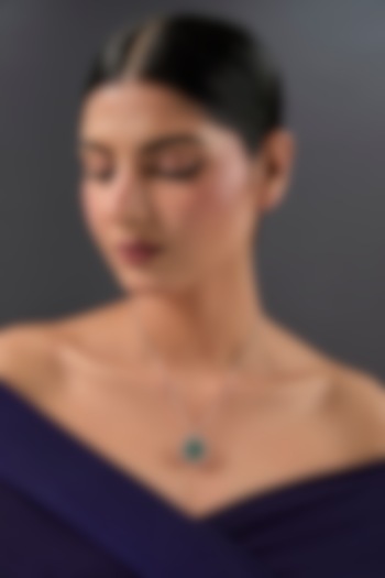 White Gold Finish Eurostar & Emerald Pendant Cum Brooch In Sterling Silver by STELLA CREATIONS at Pernia's Pop Up Shop