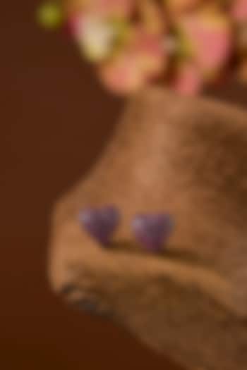 Black Rhodium Finish Zircon & Ruby Stone Stud Earrings In Sterling Silver by STELLA CREATIONS at Pernia's Pop Up Shop