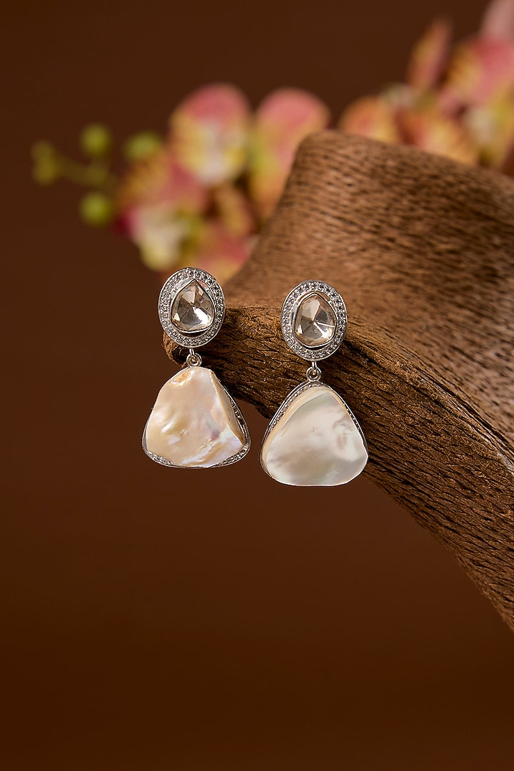 White Finish Freshwater Pearl Necklace Set In Sterling Silver by STELLA CREATIONS at Pernia's Pop Up Shop