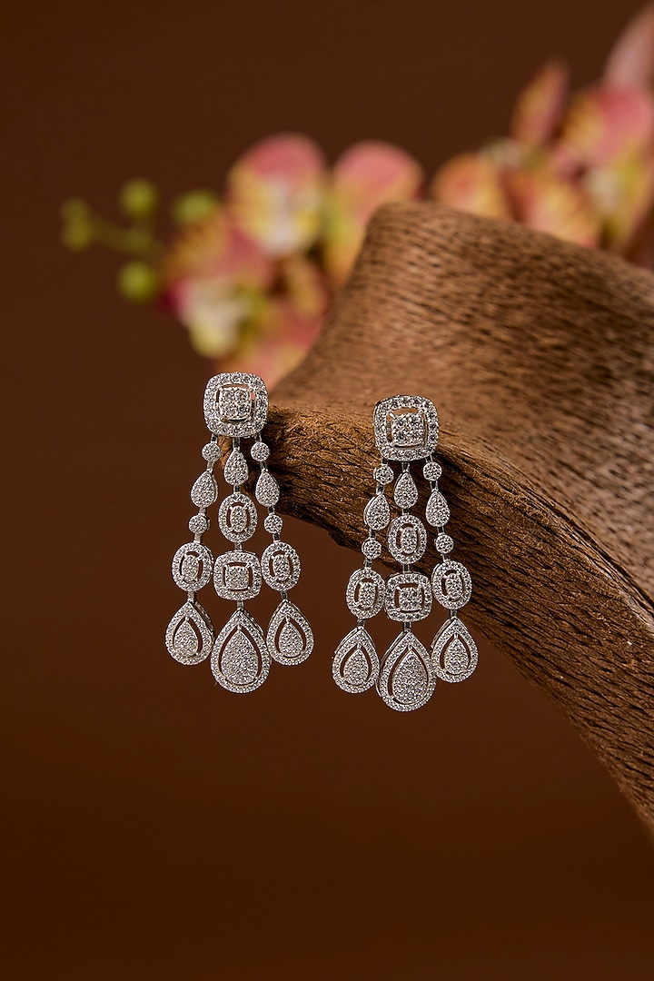 White Finish Zircon Necklace Set In Sterling Silver by STELLA CREATIONS at Pernia's Pop Up Shop