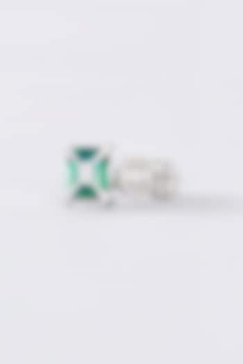 White Finish Synthetic Emerald Ring In Sterling Silver by STELLA CREATIONS