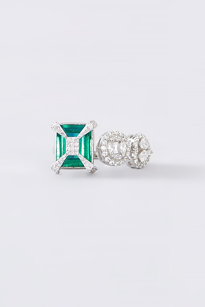 White Finish Synthetic Emerald Ring In Sterling Silver by STELLA CREATIONS at Pernia's Pop Up Shop