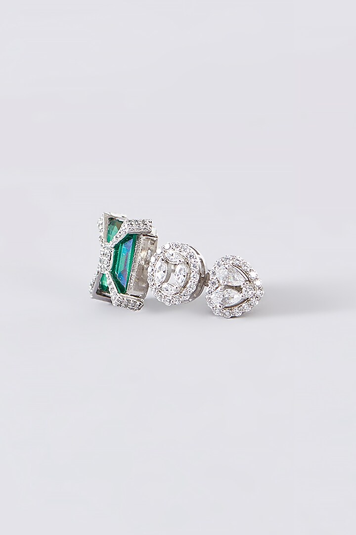 White Finish Synthetic Emerald Ring In Sterling Silver by STELLA CREATIONS at Pernia's Pop Up Shop