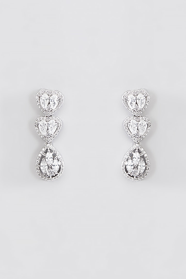 White Finish Cubic Zirconia Necklace Set In Sterling Silver by STELLA CREATIONS at Pernia's Pop Up Shop