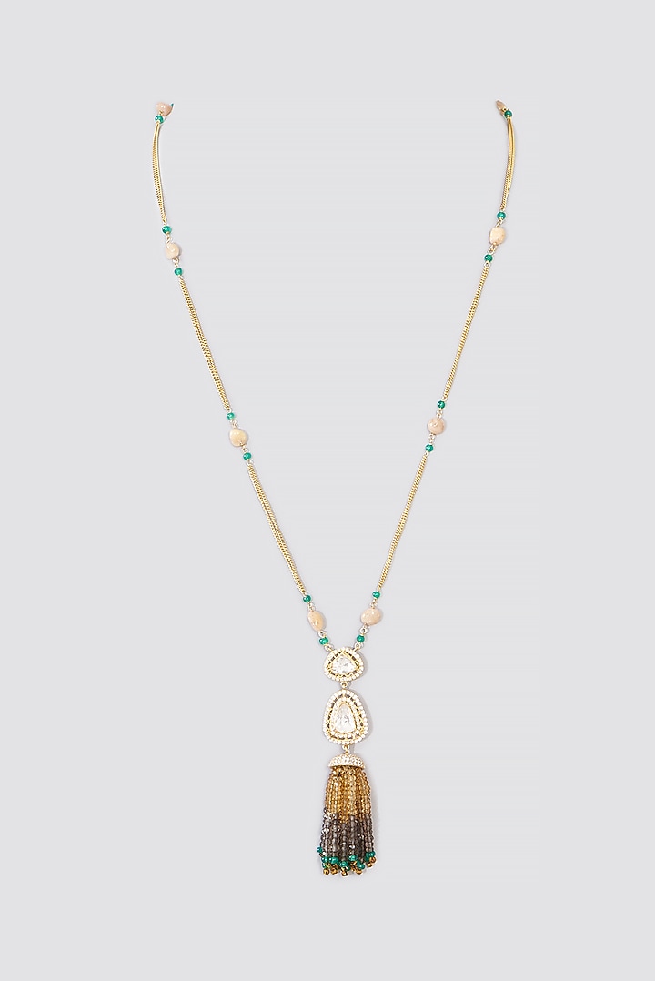 Gold Finish Tourmaline Pendant Necklace In Sterling Silver by STELLA CREATIONS at Pernia's Pop Up Shop