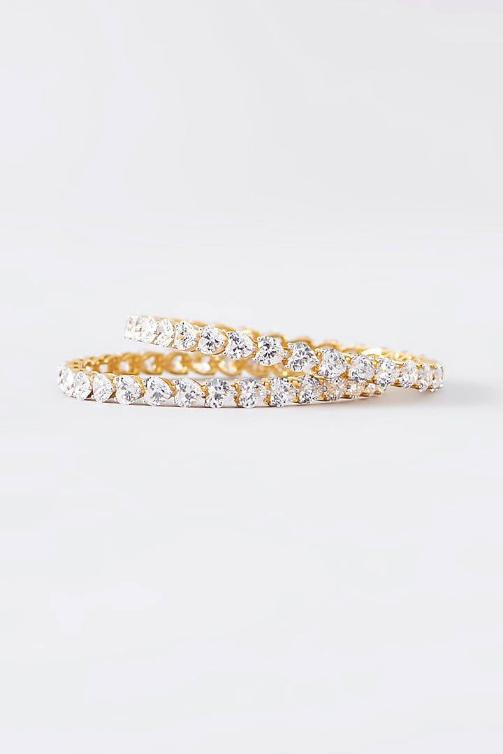 Gold Finish CZ Bangle In Sterling Silver by STELLA CREATIONS at Pernia's Pop Up Shop