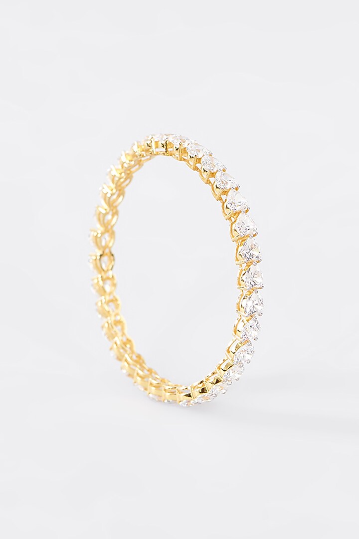 Gold Finish CZ Bangle In Sterling Silver by STELLA CREATIONS at Pernia's Pop Up Shop