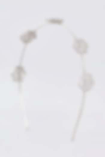 White Finish CZ Hairaband In Sterling Silver by STELLA CREATIONS at Pernia's Pop Up Shop