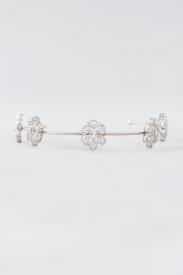 White Finish CZ Hairaband In Sterling Silver by STELLA CREATIONS at Pernia's Pop Up Shop