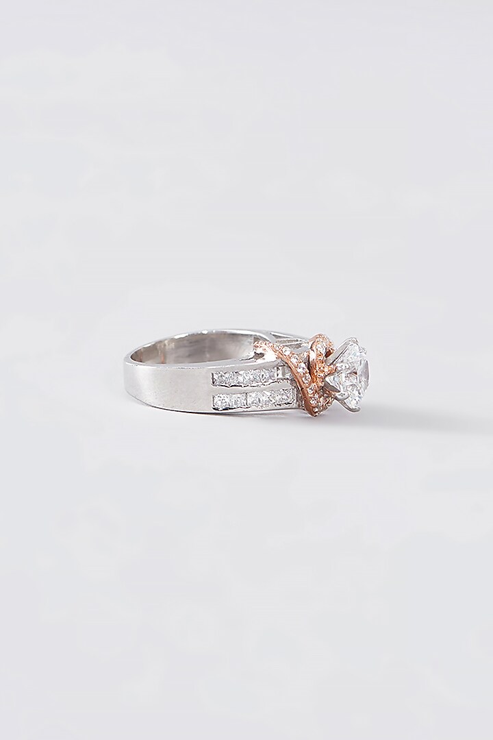 Two Tone Finish CZ Ring In Sterling Silver by STELLA CREATIONS at Pernia's Pop Up Shop