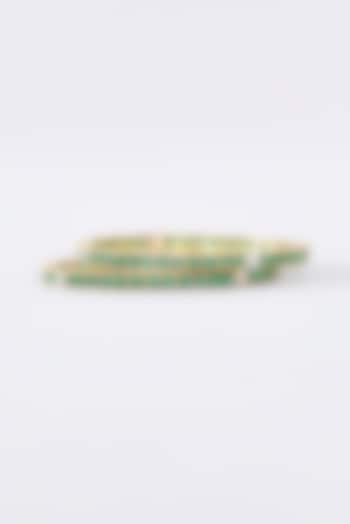 Gold Finish CZ & Emerald Bangle In Sterling Silver by STELLA CREATIONS