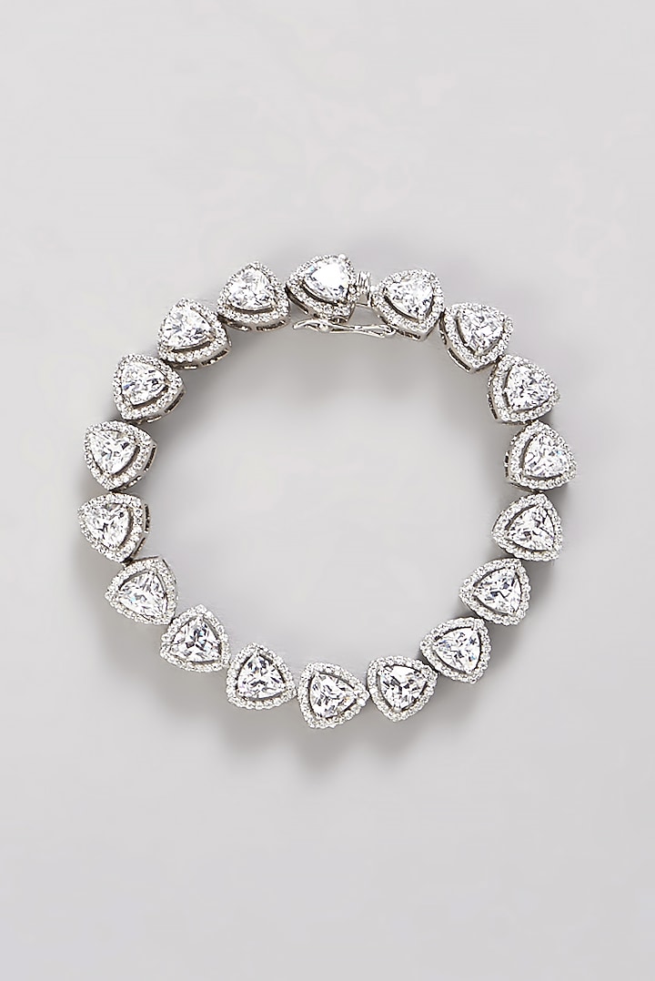 White Finish CZ Bracelet In Sterling Silver by STELLA CREATIONS at Pernia's Pop Up Shop