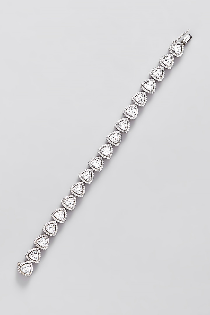 White Finish CZ Bracelet In Sterling Silver by STELLA CREATIONS at Pernia's Pop Up Shop