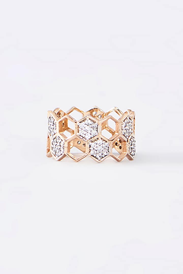 Rose Gold Finish CZ Ring In Sterling Silver by STELLA CREATIONS at Pernia's Pop Up Shop