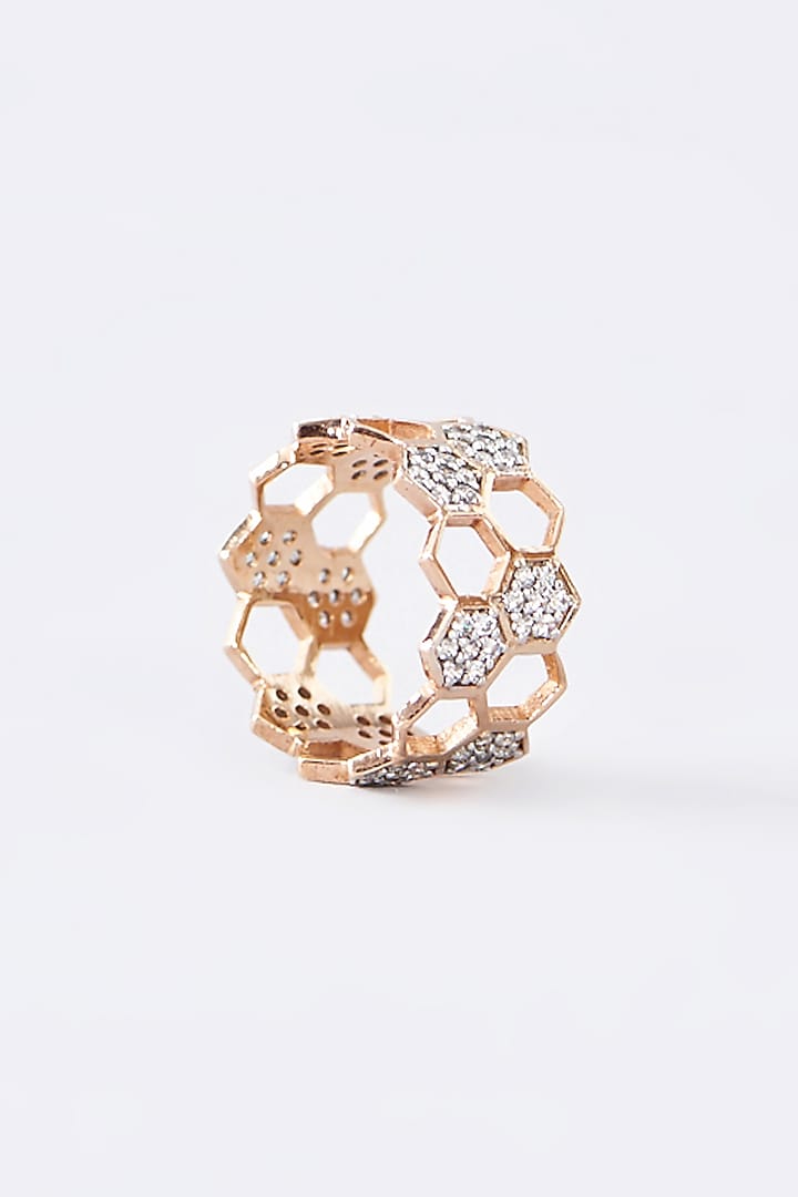 Rose Gold Finish CZ Ring In Sterling Silver by STELLA CREATIONS at Pernia's Pop Up Shop