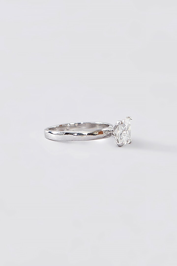 White Finish CZ Ring In Sterling Silver by STELLA CREATIONS at Pernia's Pop Up Shop