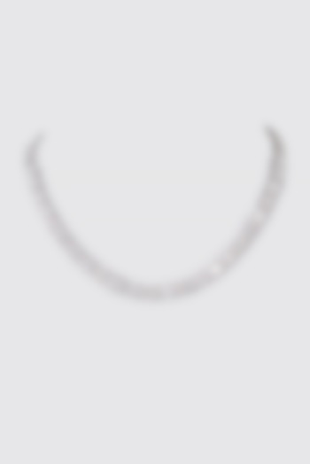 White Finish CZ Necklace In Sterling Silver by STELLA CREATIONS at Pernia's Pop Up Shop