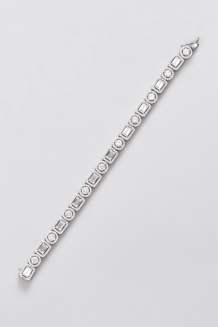 White Finish CZ Bracelet In Sterling Silver by STELLA CREATIONS at Pernia's Pop Up Shop