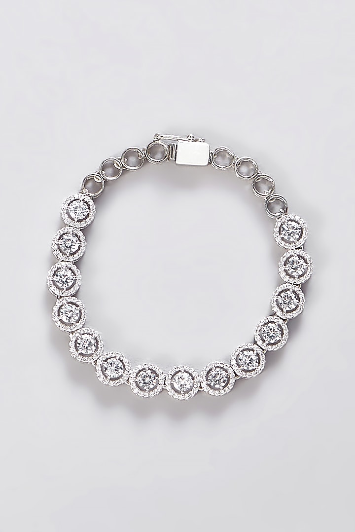 White Finish CZ Bracelet In Sterling Silver by STELLA CREATIONS at Pernia's Pop Up Shop