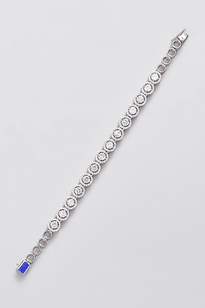 White Finish CZ Bracelet In Sterling Silver by STELLA CREATIONS at Pernia's Pop Up Shop