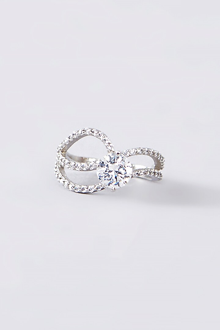 White Finish CZ Ring In Sterling Silver by STELLA CREATIONS at Pernia's Pop Up Shop