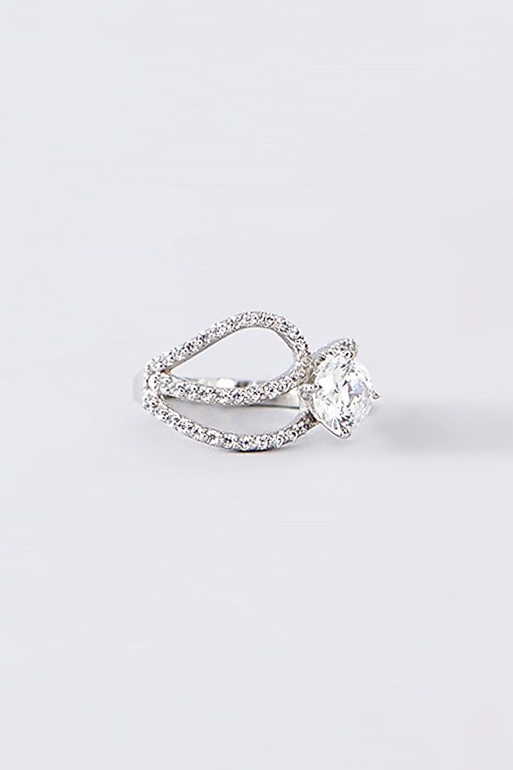White Finish CZ Ring In Sterling Silver by STELLA CREATIONS at Pernia's Pop Up Shop