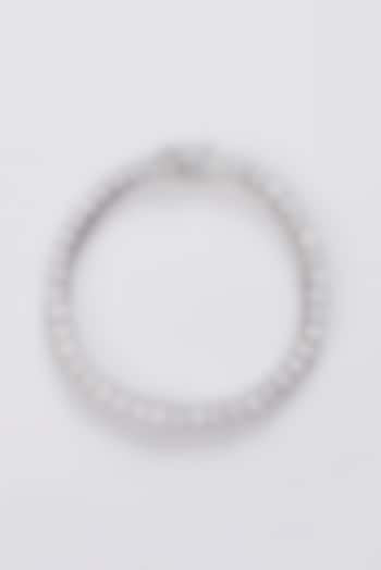 White Finish CZ Bracelet In Sterling Silver by STELLA CREATIONS at Pernia's Pop Up Shop