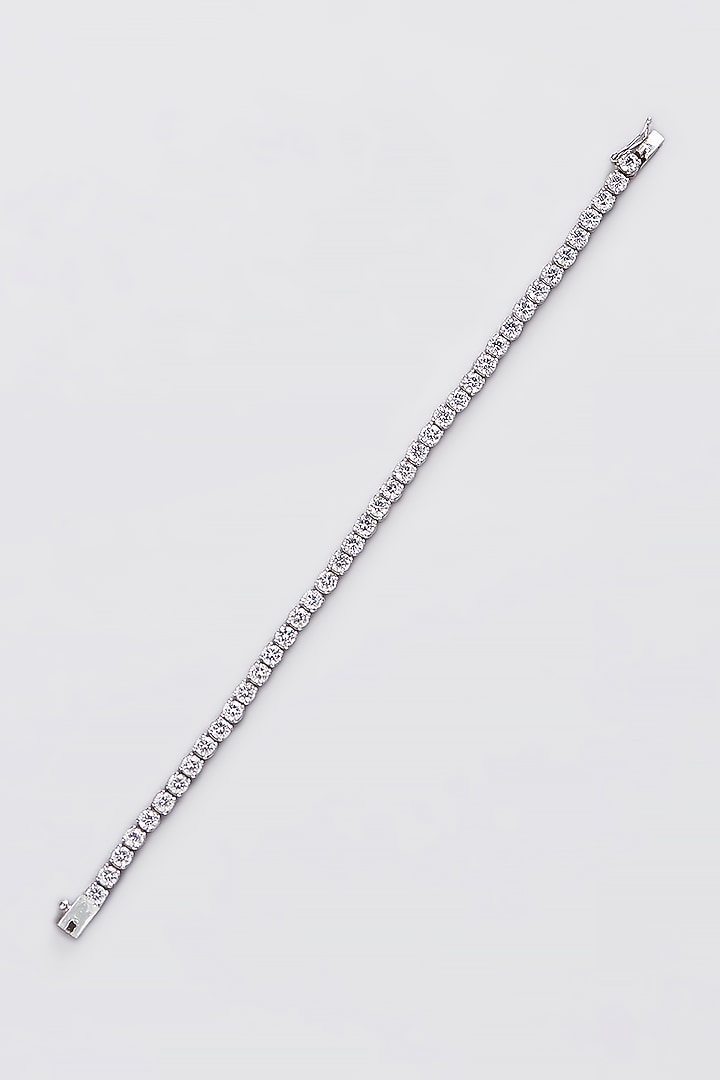 White Finish CZ Bracelet In Sterling Silver by STELLA CREATIONS at Pernia's Pop Up Shop