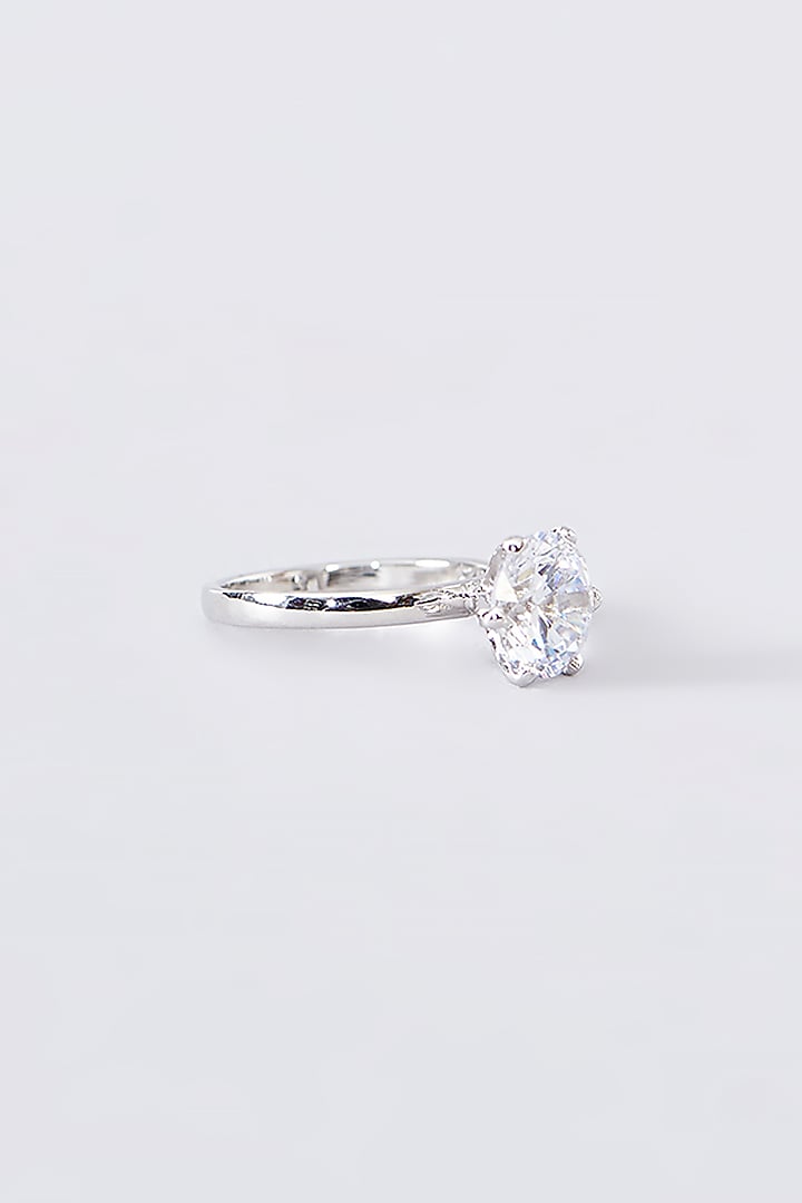 White Finish CZ Ring In Sterling Silver by STELLA CREATIONS at Pernia's Pop Up Shop