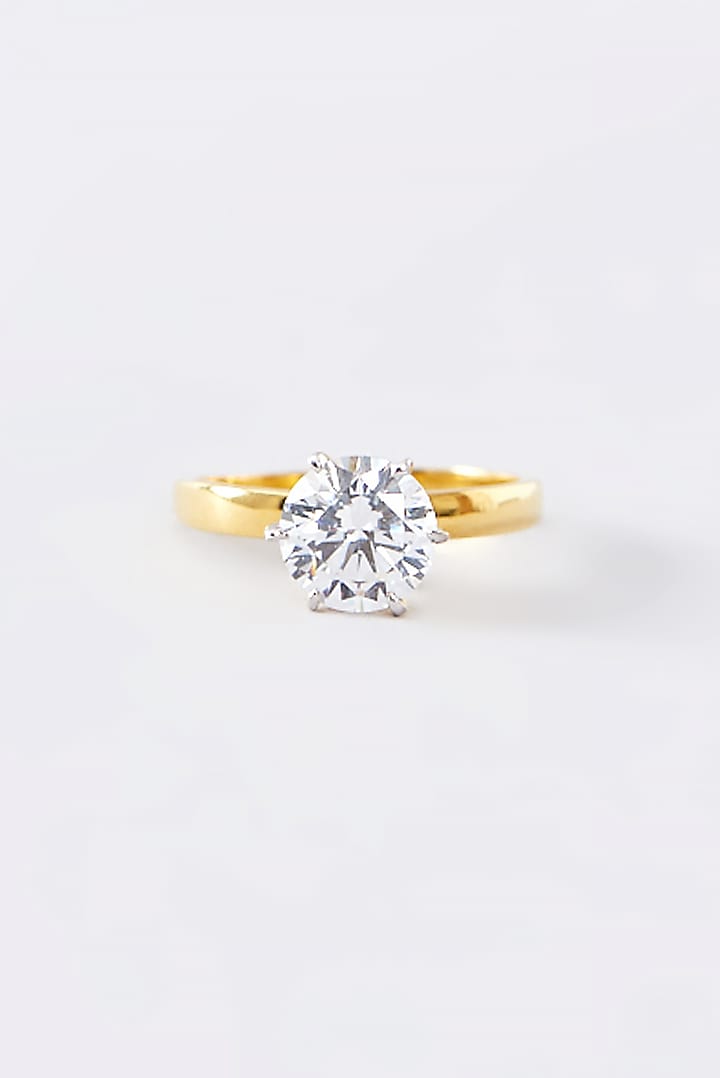 Gold Finish CZ Ring In Sterling Silver by STELLA CREATIONS at Pernia's Pop Up Shop