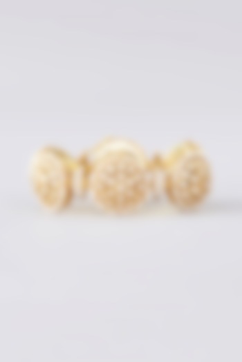 Gold Finish Moissanite Polki & Pearl Bracelet In Sterling Silver by STELLA CREATIONS at Pernia's Pop Up Shop