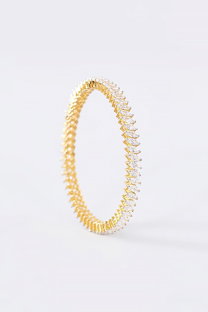 Gold Finish CZ Bangle In Sterling Silver by STELLA CREATIONS at Pernia's Pop Up Shop