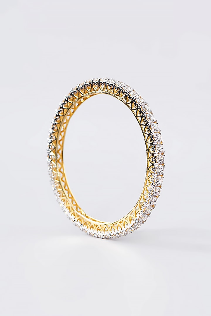 Gold Finish CZ Bangle In Sterling Silver by STELLA CREATIONS at Pernia's Pop Up Shop
