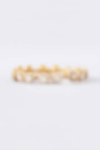 Gold Finish Moissanite Polki & CZ Bangle In Sterling Silver by STELLA CREATIONS at Pernia's Pop Up Shop