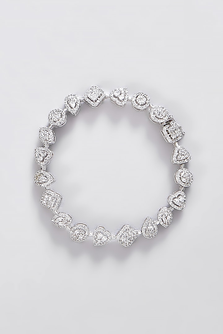 White Finish CZ Bracelet In Sterling Silver by STELLA CREATIONS at Pernia's Pop Up Shop