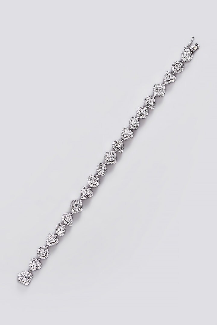 White Finish CZ Bracelet In Sterling Silver by STELLA CREATIONS at Pernia's Pop Up Shop