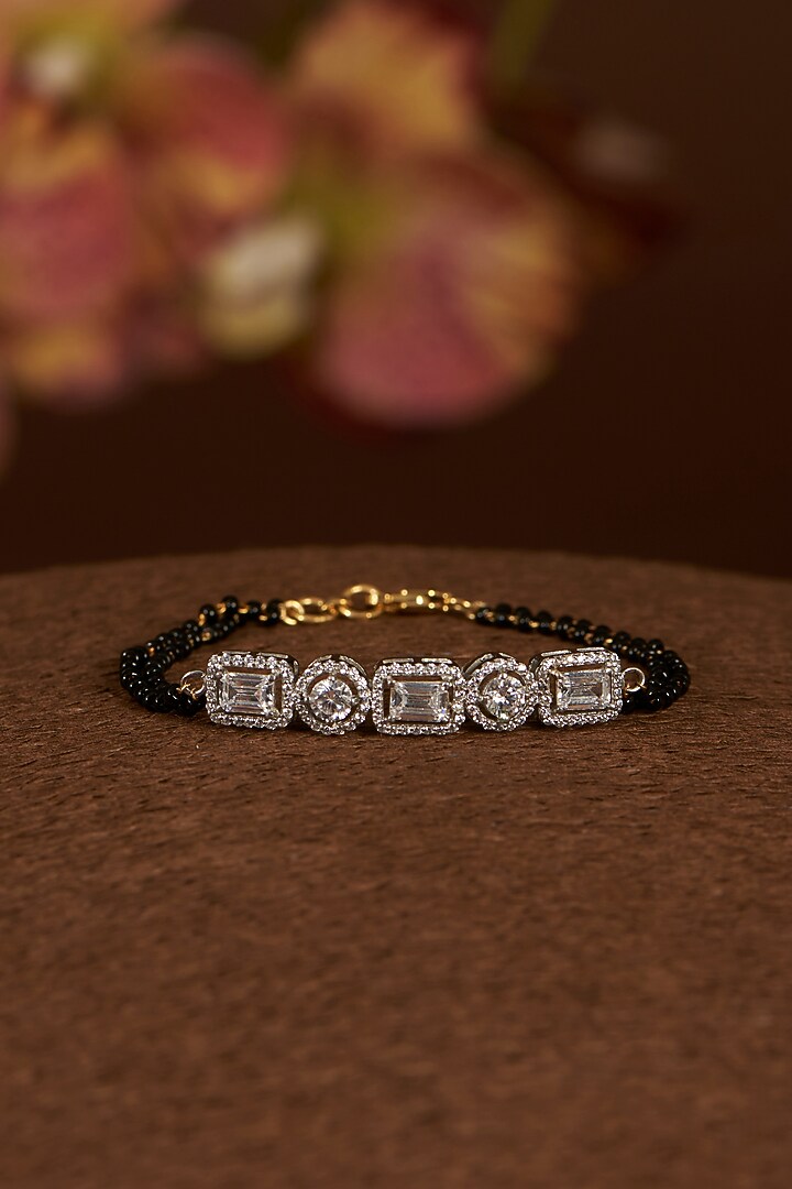 Two-Tone Finish Eurostar CZ Bracelet In Sterling Silver by STELLA CREATIONS at Pernia's Pop Up Shop