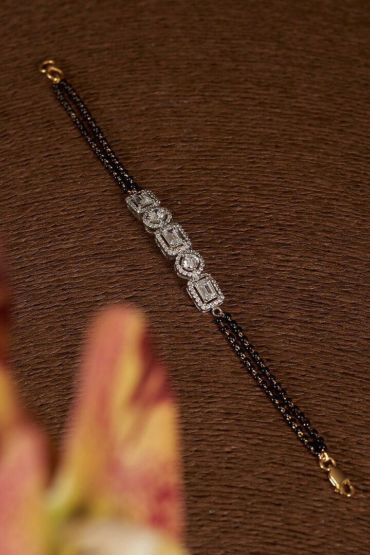 Two-Tone Finish Eurostar CZ Bracelet In Sterling Silver by STELLA CREATIONS at Pernia's Pop Up Shop