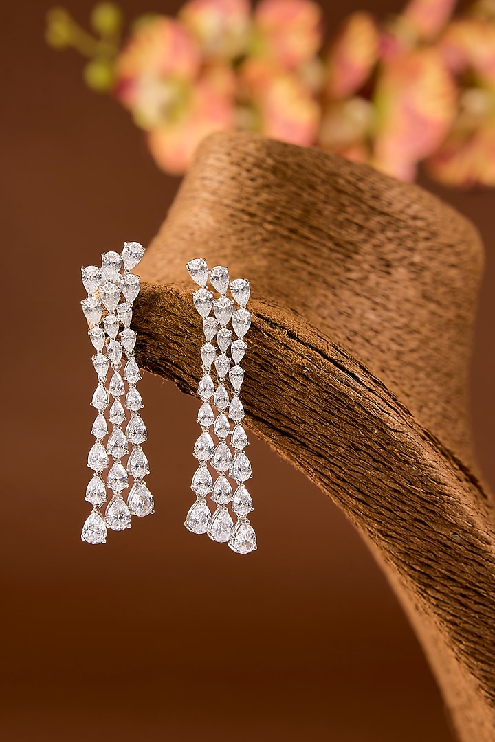 White Finish Zircon Necklace Set In Sterling Silver by STELLA CREATIONS at Pernia's Pop Up Shop