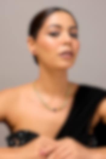 Gold Finish Zircon & Ruby Stone Necklace Set In Sterling Silver by STELLA CREATIONS at Pernia's Pop Up Shop