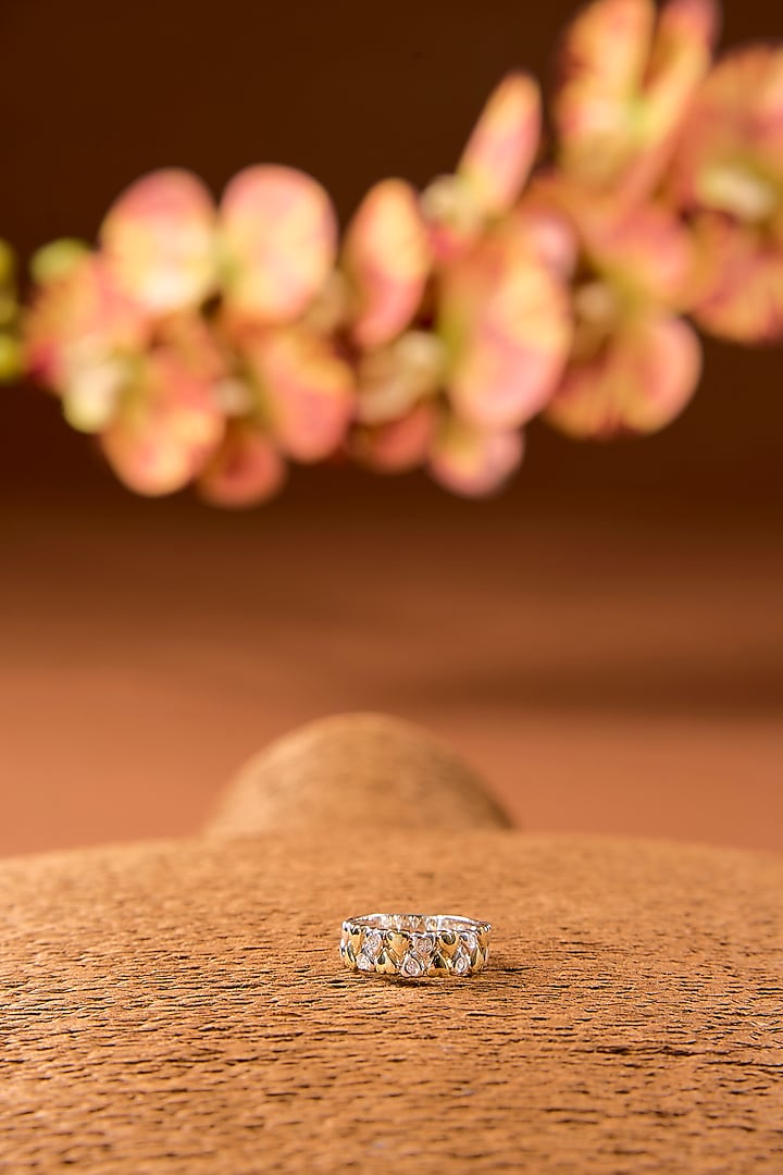 White Finish Zircon Ring In Sterling Silver by STELLA CREATIONS at Pernia's Pop Up Shop