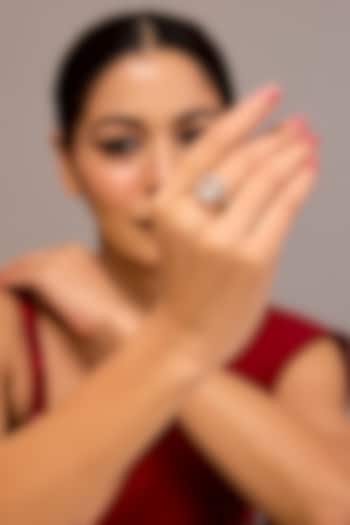 White Finish Zircon Ring In Sterling Silver by STELLA CREATIONS at Pernia's Pop Up Shop