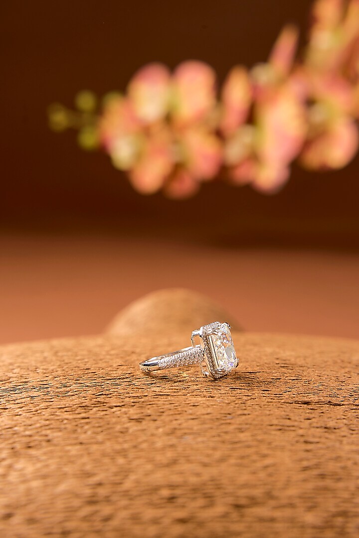 White Finish Zircon Ring In Sterling Silver by STELLA CREATIONS at Pernia's Pop Up Shop