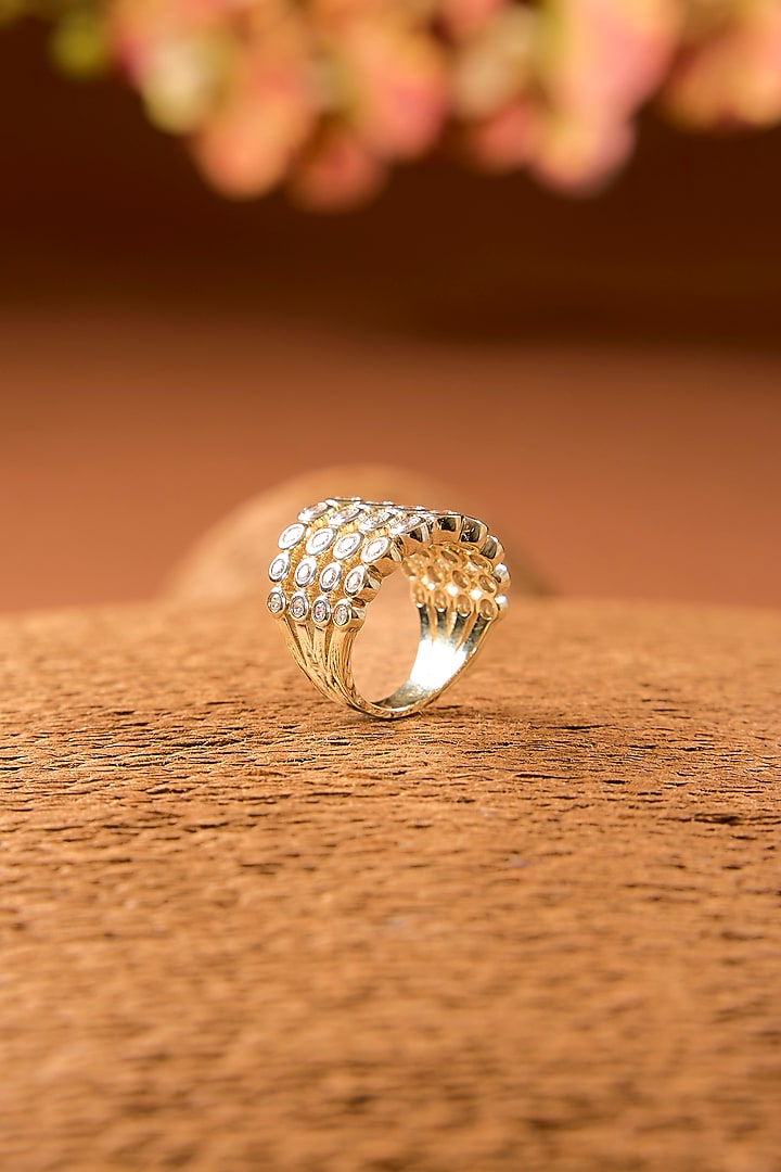 White Finish Zircon Ring In Sterling Silver by STELLA CREATIONS at Pernia's Pop Up Shop
