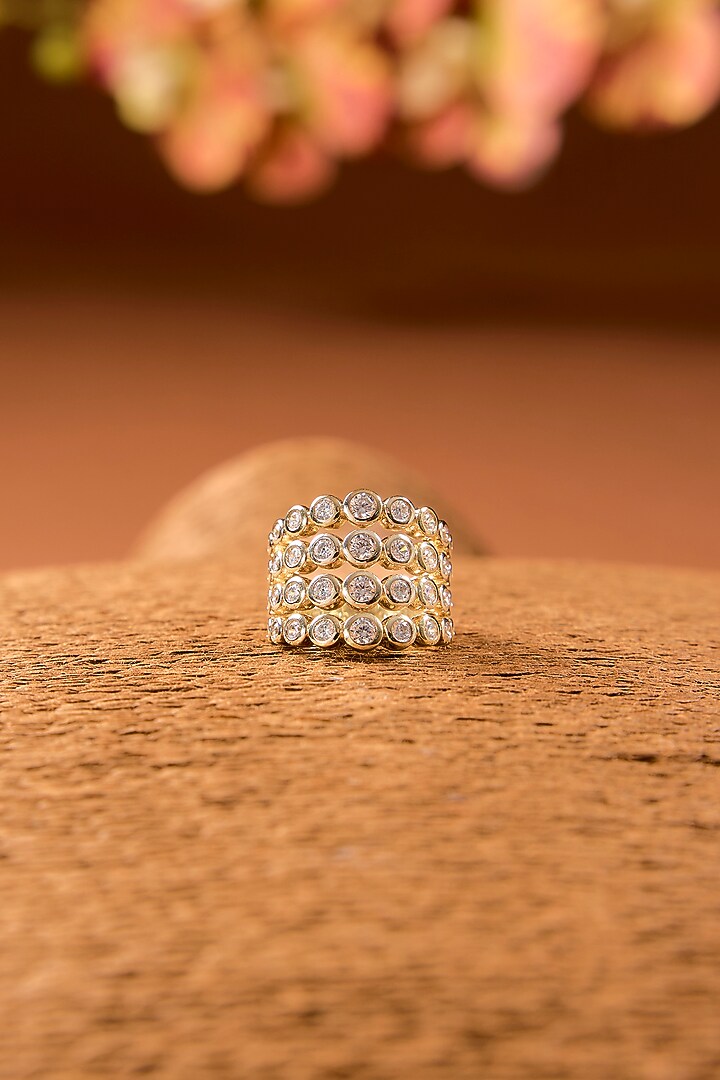 White Finish Zircon Ring In Sterling Silver by STELLA CREATIONS at Pernia's Pop Up Shop