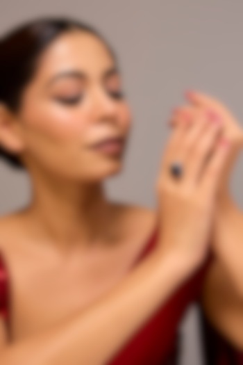 White Finish Zircon & Blue Sapphire Stone Ring In Sterling Silver by STELLA CREATIONS at Pernia's Pop Up Shop